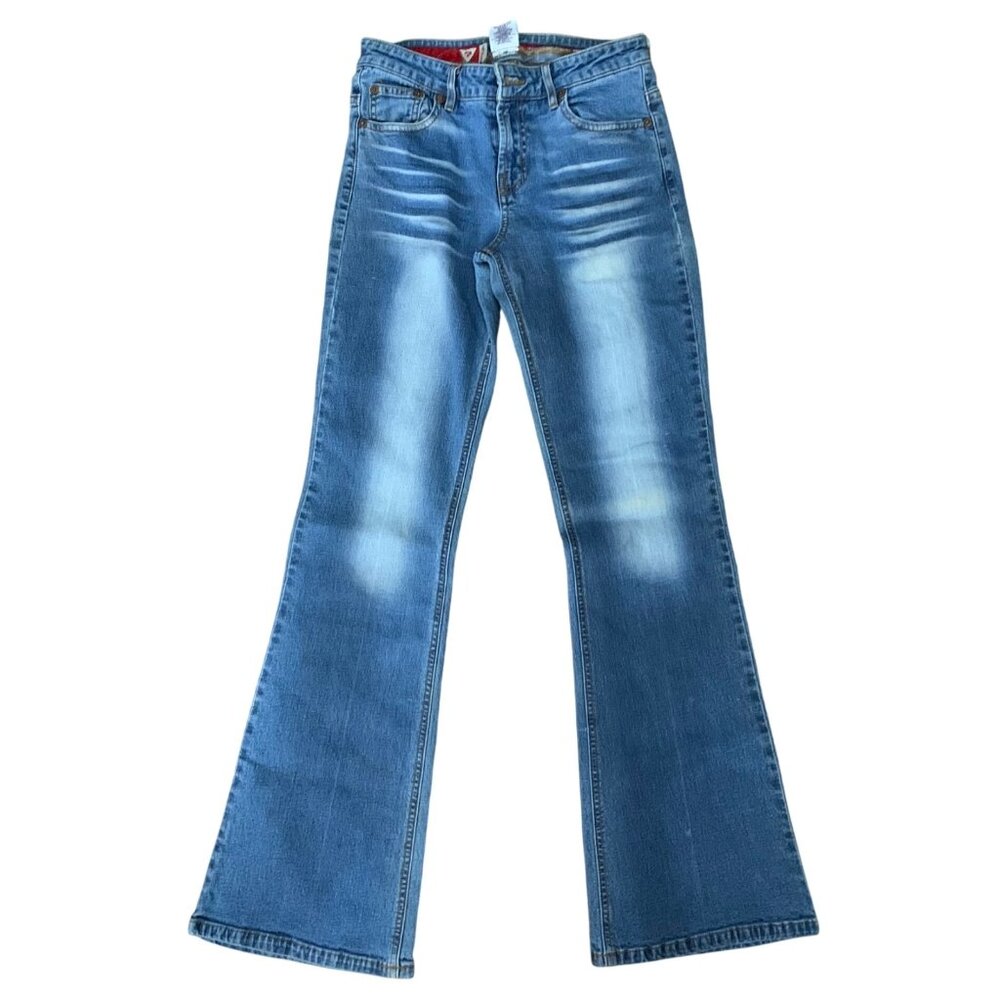 Guess Womens Blue Medium Wash Flare Jeans Size 27 Stretch Denim